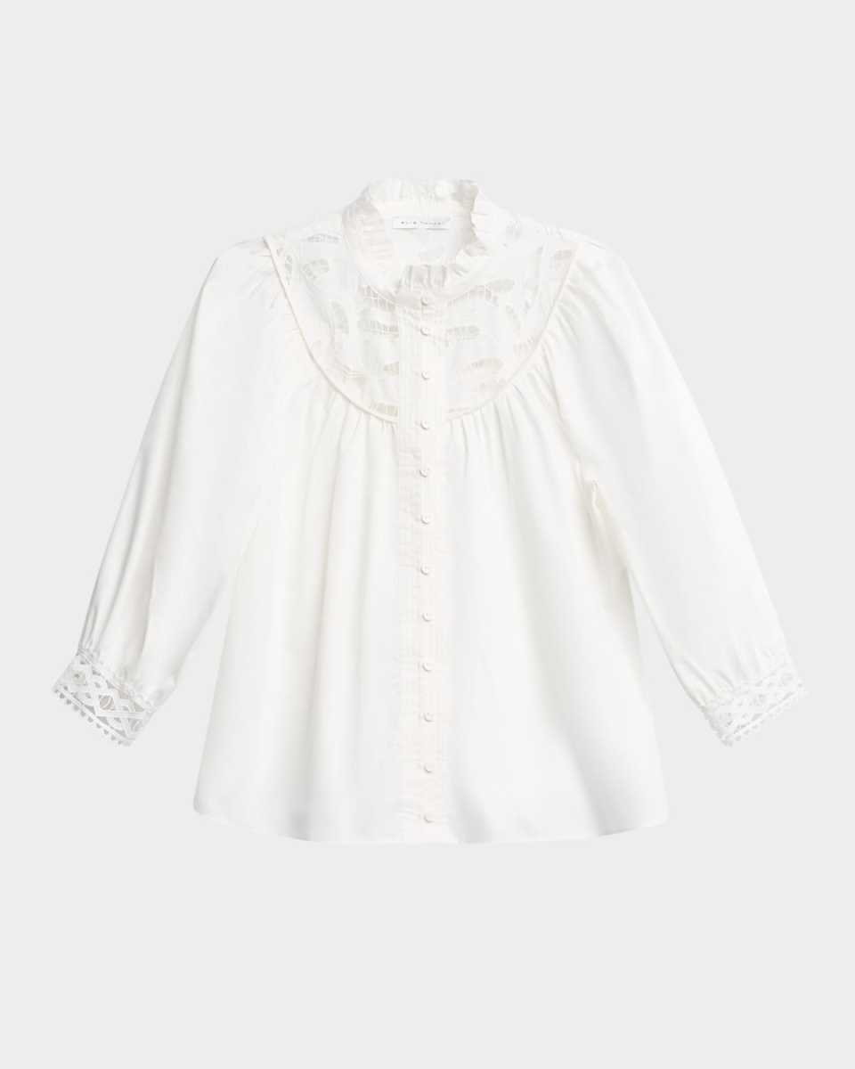 The Rylan Lace-Yoke Cotton Blous